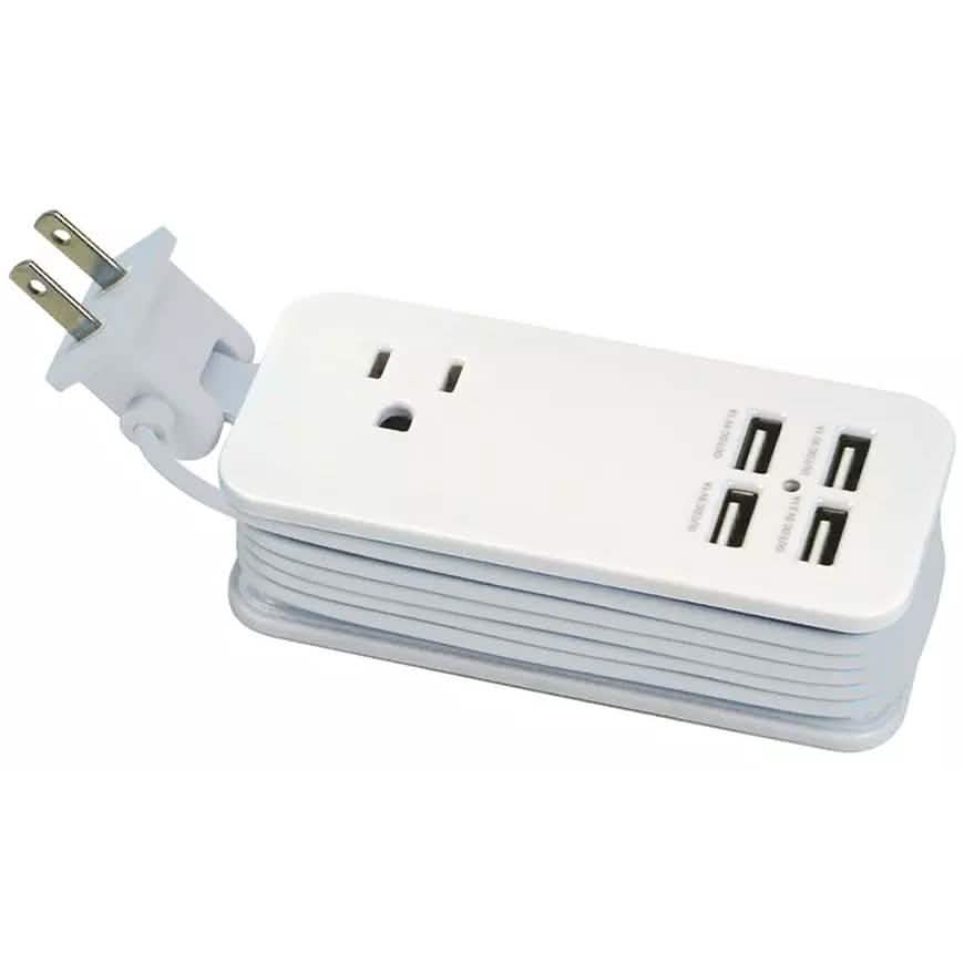 4 Port USB with Single AC Extendable Wire Charging Station - Nine Volt