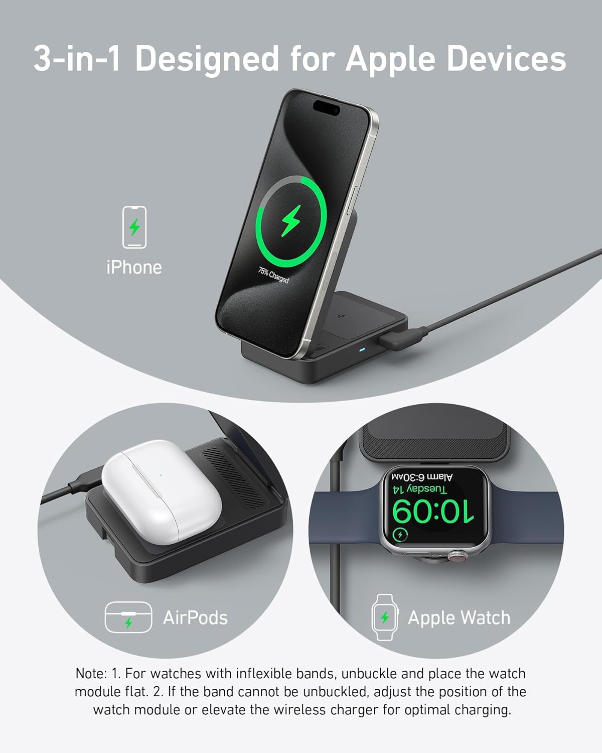 Anker MagGo Wireless Charging Station (Foldable 3-in-1) - Nine Volt