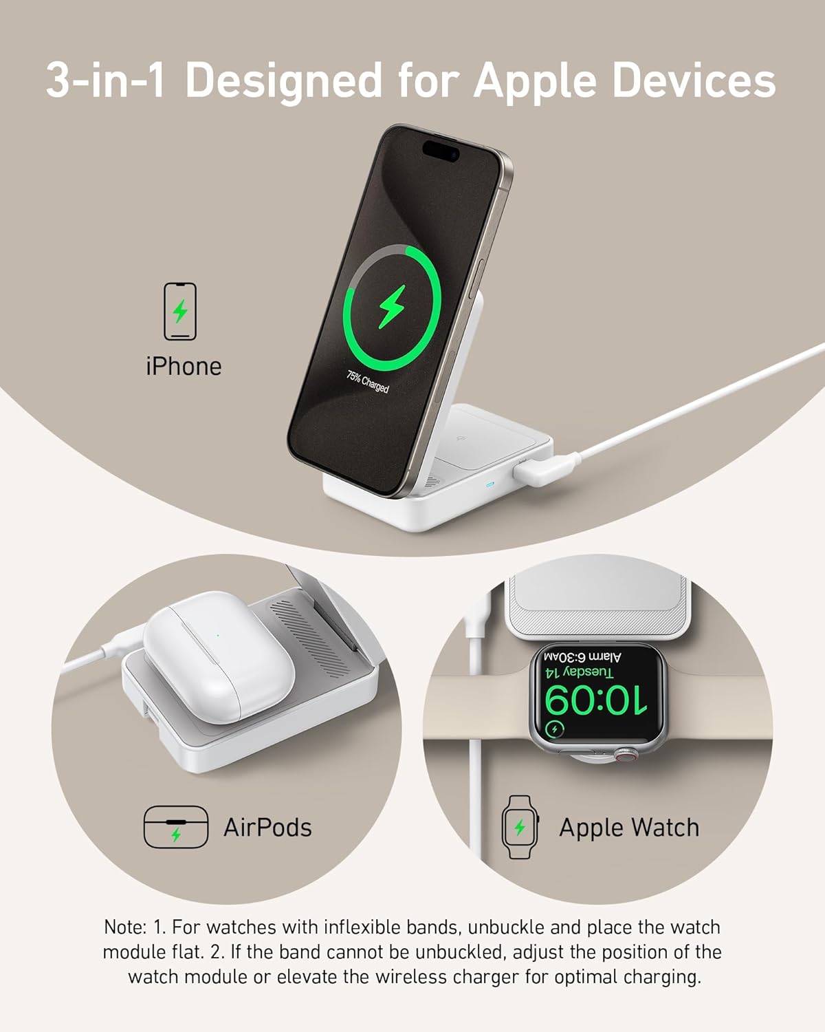 Anker MagGo Wireless Charging Station (Foldable 3-in-1) - Nine Volt