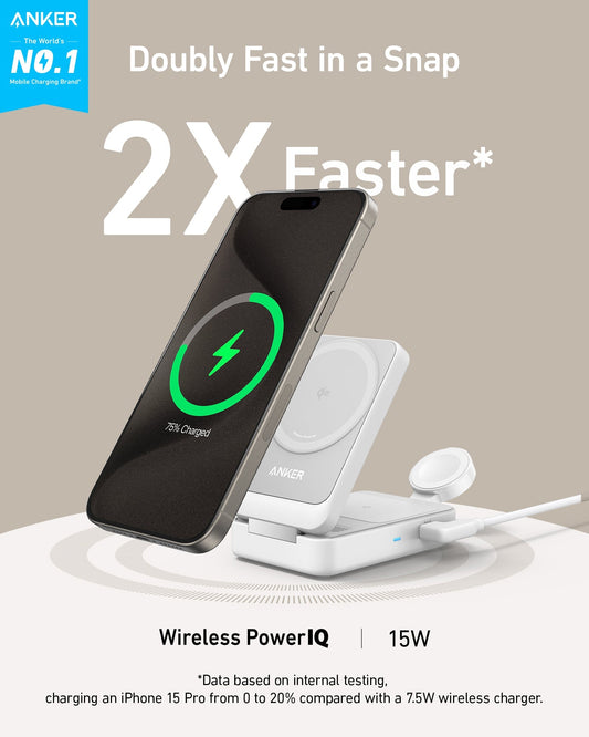 Anker MagGo Wireless Charging Station (Foldable 3-in-1) - Nine Volt